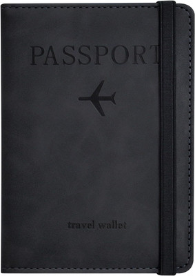 QIGALI Men & Women Travel, Trendy Black Artificial Leather Document Holder(7 Card Slots)