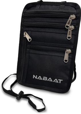 Nabaat Neck Wallet Passport Holder Cover, Travel Cash/ Card/ Ticket Bag for Men & Women(Black)