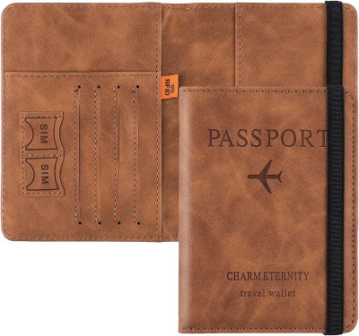 Linist Passport Holder Cover Wallet RFID Blocking PU Leather Travel Document Holder(Brown)
