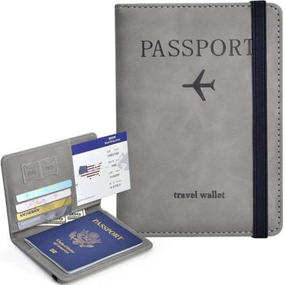 Trezzi RFID Travel Passport Cover Holder Wallet for Credit Card Boarding Pass & Ticket(Grey, Multicolor)