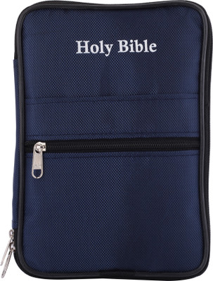 Nipum Enterprises Zippered Bible Book Cover Book Diary Cover Front Pocket PU Leather 25x17x3cm(Blue)