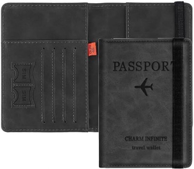 SKYVOKES Passport Holder Cover Travel Wallet Organiser with RFID Blocking, PU Leather(Black)