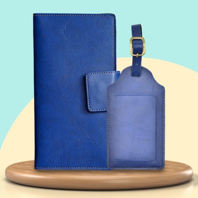 Your Gift Studio Stylish Leather Gift Set, Passport Holder-Pack of 1(Blue)