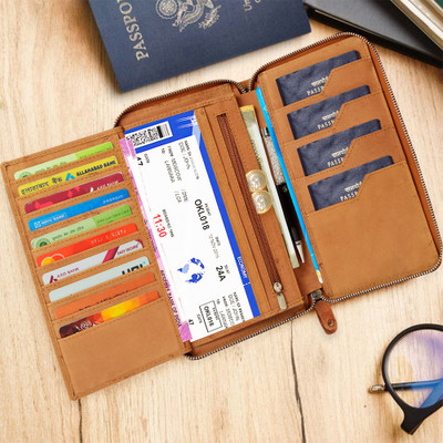 ABYS RFID Travel Passport Cover Holder Wallet for Credit Card Boarding Pass & Ticket(Tan)