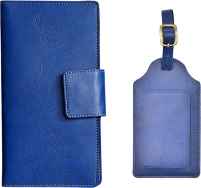 Vorak Ahimsa Stylish Leather Gift Set, Passport Holder-Pack of 1(Blue)