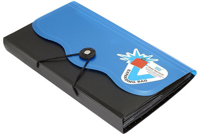 GPN PRINT Expanding Cheque Book Holder Travelling Document Bag- 12 Section(Blue, Black)