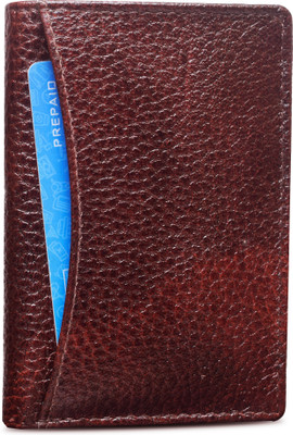 ABYS Genuine Leather Credit Debit Crad Holder Card Case for Men and Women(Brown, Maroon)