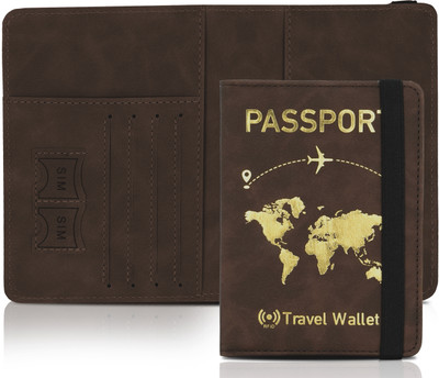 STORITE RFID Travel Passport Cover Holder Wallet for Credit Card Boarding Pass & Ticket(Brown)