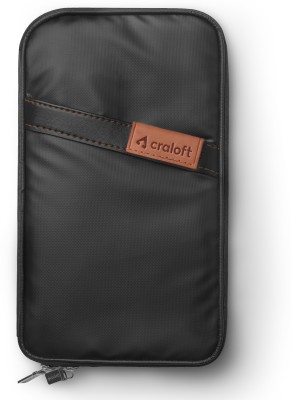 CRALOFT Polyester Passport Cover Bag Wallet for Travel Document, Card, Ticket Holder(Black)