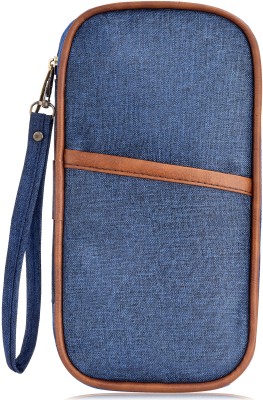 A K Men & Women Travel Blue, Tan Artificial Leather Document Holder(9 Card Slots)