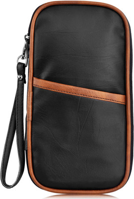 JPEnterprises Men & Women Travel Black, Tan Artificial Leather Document Holder(9 Card Slots)