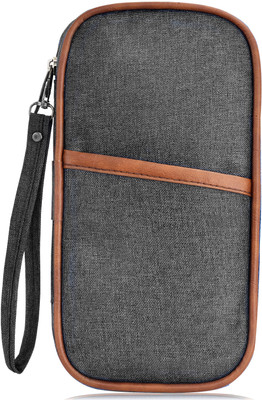 Pritha Men & Women Travel Grey, Tan Artificial Leather Document Holder(9 Card Slots)