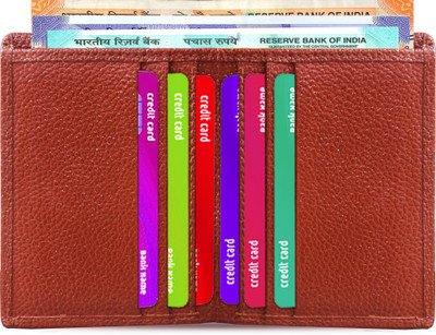 ABYS Men Brown Genuine Leather Card Holder(10 Card Slots)