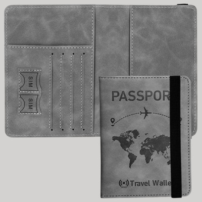STORITE Travel Protection: RFID-Blocking PU Leather Passport Holder & Document Organizer(Grey)