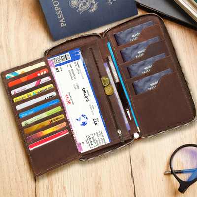 ABYS Genuine Leather RFID Blocking Tan Travel Document Holder with For Men & Women(Tan)