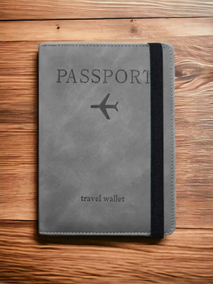 SAMTROH Passport Holder Cover Wallet RFID Blocking PU Leather Travel Document Holder(Grey)