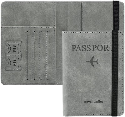 NESTIFY Passport Cover Travel Wallet Organiser,PU Leather Travel Document Holder(Grey)