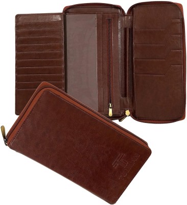 TULMAN Travel Wallet for Air Ticket Credit Debit Visiting Cards Cheque Book Holder(Brown)