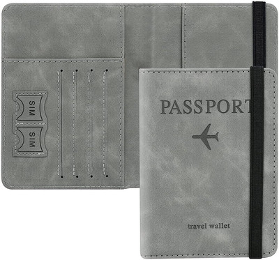 RVPSTOREE Passport Holder Cover Travel Wallet Organiser(Grey)