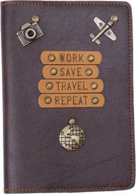 The Junket Dark Brown Passport Cover - Work Save Travel Repeat with Lucky Charms(Brown)