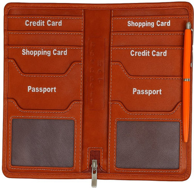 kittu 4 passport and Traveling wallets for Unisex Brown colour PU leather imported(Brown)