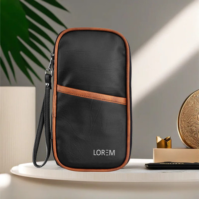 LOREM Men & Women Travel Black, Tan Artificial Leather Document Holder(9 Card Slots)