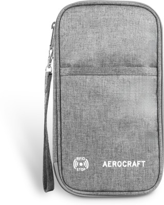 AEROCRAFT Travel RFID Passport Holder Wallet Credit Debit Card Ticket Boarding Pass Cover(Grey)