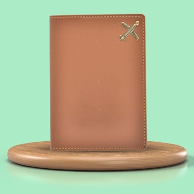 Vorak Ahimsa Classy Leather Unisex Passport Cover(Tan)