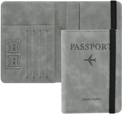 Dwiza Enterprise RFID Blocking Passport Cover with Ticket,Currency,Boarding Pass,ID Card Slots(Grey)