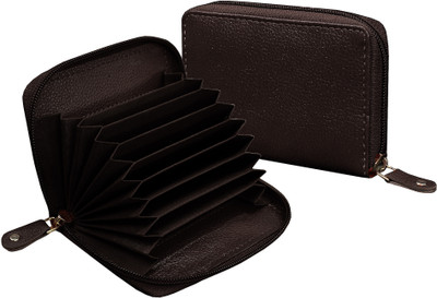 ABYS Genuine Leather 9 Slots Credit/Debit/ATM Card Holder RFID Protected 9 Card Holder(Set of 1, Brown)