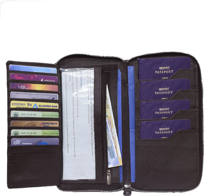 ABYS Genuine Leather Passport Cum Cheque Book Holder for Travel RFID Protected Cover(Brown)