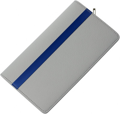 kittu Cheque book and passbook Holder silver with a perfect blue line(Silver)