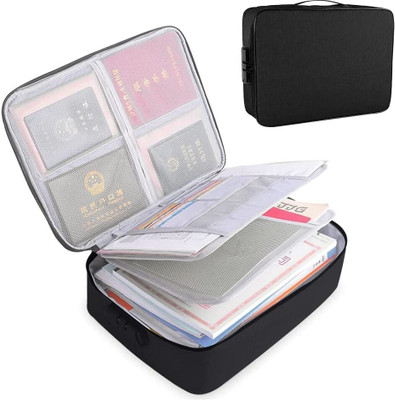 HANDCUFFS Travel File Double flip Waterproof Document Storage Bag with Lock(Multicolor)