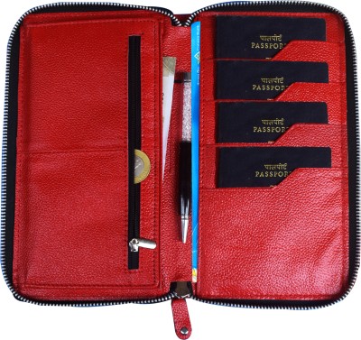 ABYS Passport Holder Travel Organizer Wallet with RFID Block(Red)