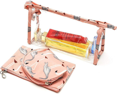 Flywind Clear Toiletry Pouch Bags Makeup Pouch Bags Cosmetic Bags for Men Women(Pink)
