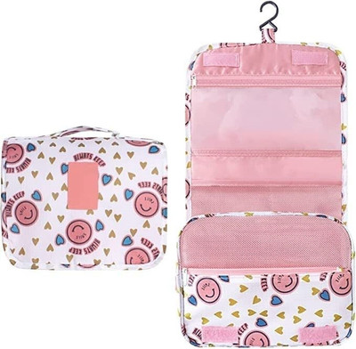 AASAISH Toiletry Bag Portable Hanging Travel Makeup Organizer Folding Cosmetic Bag(Pink)