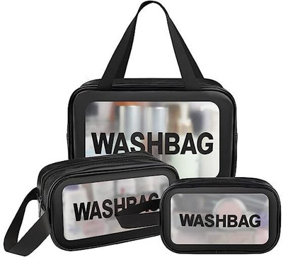 Virtuous Waterproof Cosmetic & Toiletry Storage Wash Bag & Grooming Kit (Black)(Black)