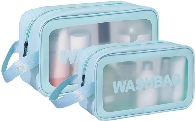 Klassic Creations Unisex Pouches for Men, Women, Girls waterproof washbag (Pack of 2) Travel Toiletry Kit(Blue)