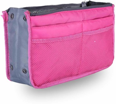 Flywind Makeup Organizer Hand Bag Purse Organizer Multi Pockets Storage Bag(Pink)