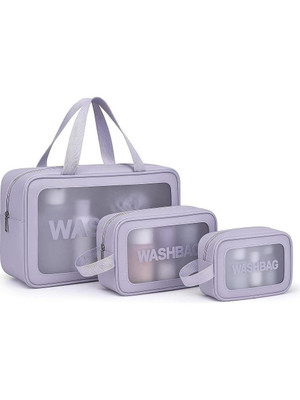 MYSASHOP Multipurpose washbag 3 Clear Pouch for Makeup Bag(Purple)