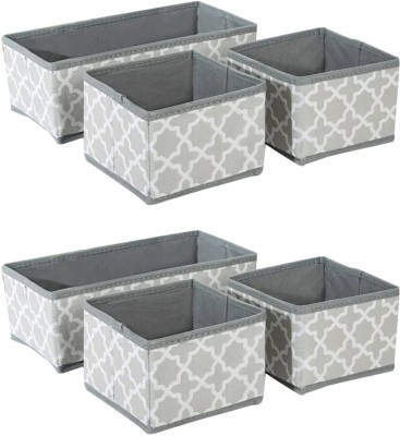 HOUSE OF QUIRK Storage Box Set Of 3 Closet Dresser Drawer Organizer Containers Divider-Set of 2(Grey)