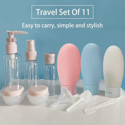BAWALY 11Pcs/Set Travel Bottle Kit Set-Cosmetic Bottle, Empty Bottle Small 100 ml(Multicolor)