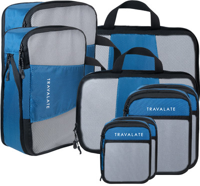 Travalate 4 Various Sizes Travel Compression Packing Organizer Cubes 8 Pcs(Blue)