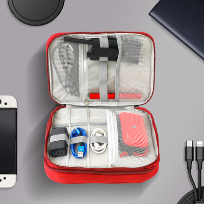 UMAI Portable Electronics Accessories Storage Bag organiser with Dual compartment(Red)