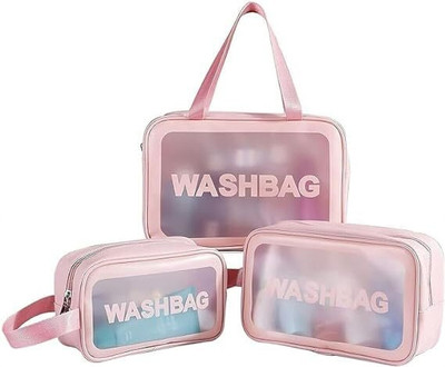 KNIKERS PVC Makeup Storage Pouches Set of 3 with Zipper(Multicolor)