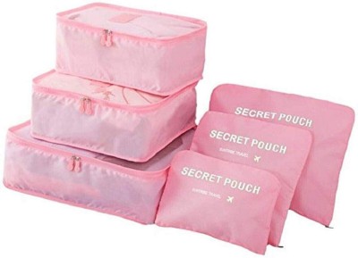 SHUANG YOU 6 in 1 Multi-Functional Secret Pouch Water Resistant Travel Pouch Set(Pink)