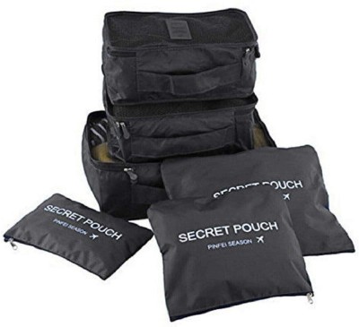 SHUANG YOU Packing Cubes Set Travel Garment Storage Bag Clothes Bag(Black)