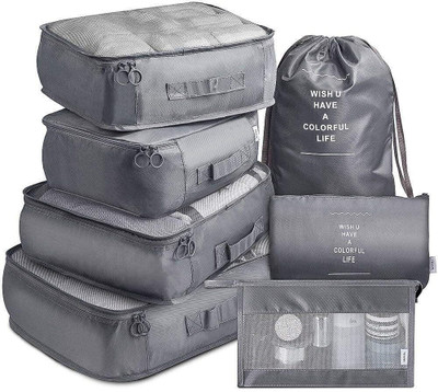 crownsmill 7 in 1 Travel Laundry Cosmetics Luggage Packing bag Travel Toiletry Kit(Grey)