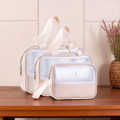 Parisal One Set 3-in-1 Premium Wash Bag – Travel Toiletry & Organizer Bags(Grey, White)