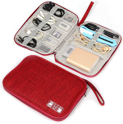 EBM Portable Travel Organizer Bag - Cable, Charger, and Gadget Storage Case(Maroon)